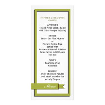 Olive Green Ribbon Wedding Menu / Program Custom Rack Cards