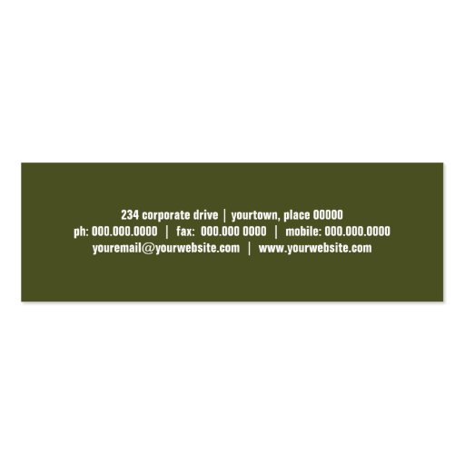 Olive Green Simple Business Card (back side)