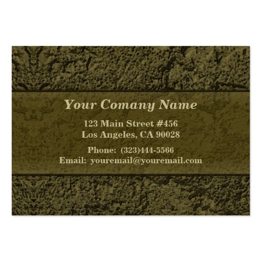 Olive Green Stucco Texture Business Card Templates (back side)