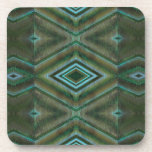 olive green teal pattern coasters