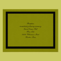 Olive Green Wedding Reception Card invitations