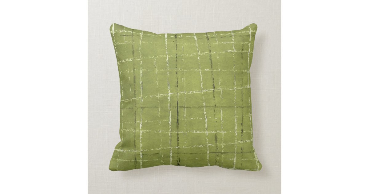 Olive green, white, & black plaid pattern throw pillow Zazzle
