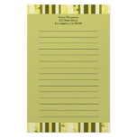 olive green yellow striped customized stationery