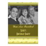 olive green yellow stripes invitation