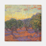 Olive Grove, Orange Sky by van Gogh, Vintage Art Refrigerator Magnets