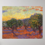 Olive Grove, Orange Sky by Vincent van Gogh Posters
