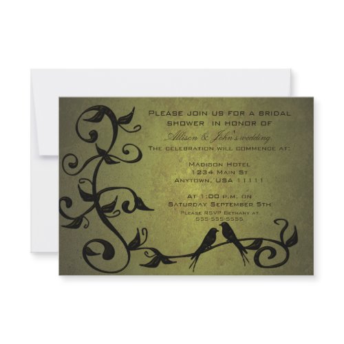 Olive Grunge Vines Bridal Shower Invitation invitation