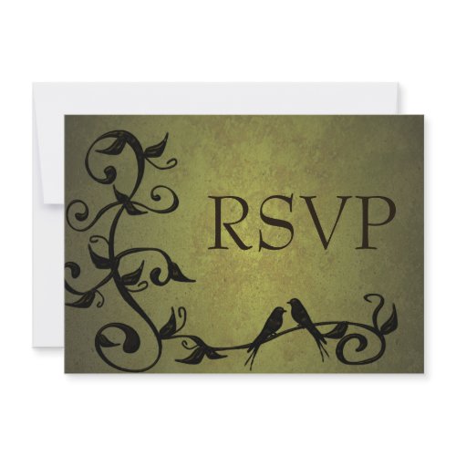 Olive Grunge Vines RSVP Card invitation