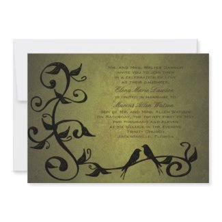 Olive Grunge Vines Wedding Invitation invitation