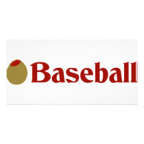 Olive (I Love) Baseball Photo Greeting Card
