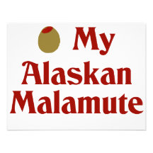 Olive (I Love) My Alaskan Malamute Personalized Invitations