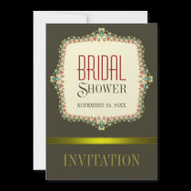 Olive Modern Vintage Bridal Shower Invitation invitations