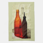 olive oil bottles kitchen towel