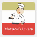 Olive oil woman chef kitchen or food gift tags stickers