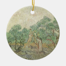 Olive Picking by van Gogh, Vintage Impressionism Christmas Ornament