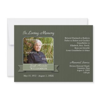 Olive Pinstripe Banner Memorial Notice invitation