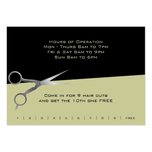 Olive Salon Business and Punch Cards Business Card Templates (back side)