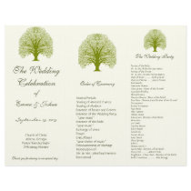 Olive Swirl Tree TriFold Wedding Program Letterhead Design