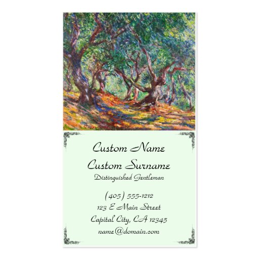 Olive Trees in Bordighera, 1884 Claude Monet Business Card (front side)