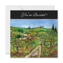 OLIVE TREES IN TUSCANY, green black Personalized Announcement