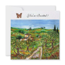 OLIVE TREES IN TUSCANY,yellow green white Custom Announcement