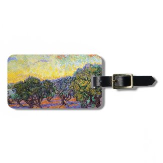 Olive Trees, Orange Sky Van Gogh Vincent Travel Bag Tag