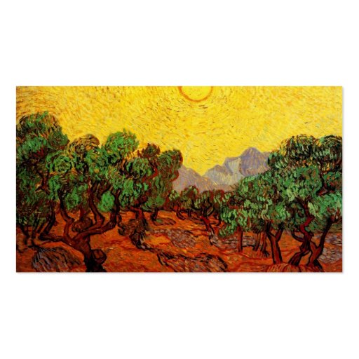 Olive Trees with Yellow Sky and Sun, van Gogh Business Card (back side)