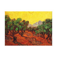 Olive Trees with Yellow Sky and Sun, van Gogh Gallery Wrap Canvas