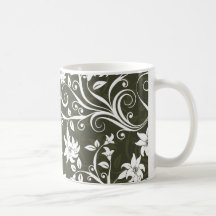 Olive Trumpetflower Floral Pattern Mug