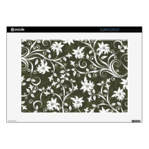 Olive Trumpetflower Floral Pattern Decal For 15" Laptop