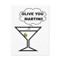 Olive You Martini Postcard