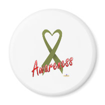 OliveGreenHeartRibbonAwareness magnets by awareness OliveGreenHeartRibbonAwareness magnets