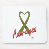 OliveGreenHeartRibbonAwareness mousepads by awareness OliveGreenHeartRibbonAwareness mousepads
