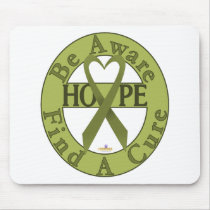 OliveGreenHeartRibbonBeAwareFindCureLight mousepads by awareness OliveGreenHeartRibbonBeAwareFindCureLight mousepads