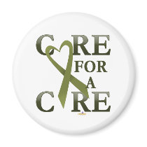 OliveGreenHeartRibbonCareCureDark magnets by awareness OliveGreenHeartRibbonCareCureDark magnets