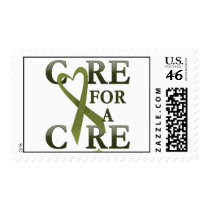 OliveGreenHeartRibbonCareCureDark postage