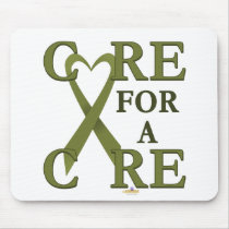 OliveGreenHeartRibbonCareCureLight mousepads by awareness OliveGreenHeartRibbonCareCureLight mousepads
