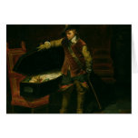 Oliver Cromwell  with the Coffin of Charles I Card