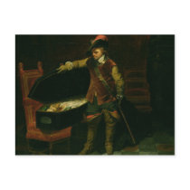 Oliver Cromwell  with the Coffin of Charles I Postcard