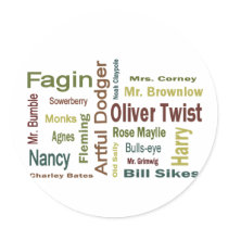 Oliver Twist Characters Round Sticker