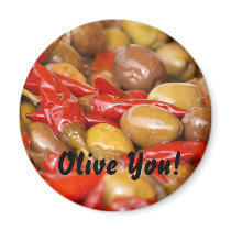 olives and jalepenos, Olive You! magnets by camerabag olives and jalepenos, Olive You! magnets