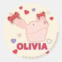 Olivia - Hearts Round Stickers