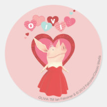 Olivia in Red Dress Round Sticker