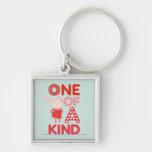 Olivia - One of a Kind Silver-Colored Square Keychain