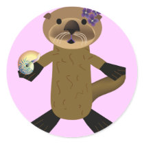 Olivia Otter Round Sticker