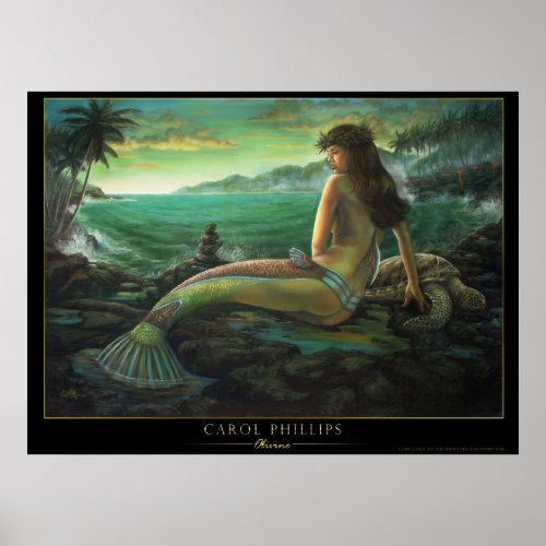 olivine- hawaiian mermaid poster carol phillips print