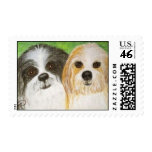 Ollie & Mollie Shitzu Dog Postage Stamp