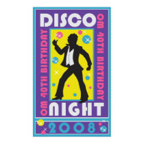 OM 40th Birthday Disco Night Commemorative Poster posters