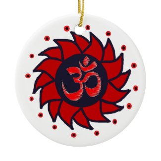Om and Red Pinwheel - Yoga Ornament ornament