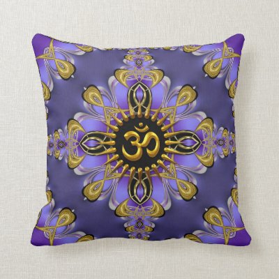 Om (Aum) Purple Gold Pretty Cushion / Pillow